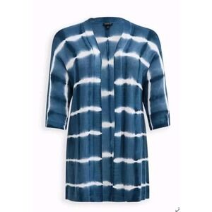 Torrid Sweater Cardigan Super Soft Open Front Dolman Sleeve Blue Tie Dye Beach 0